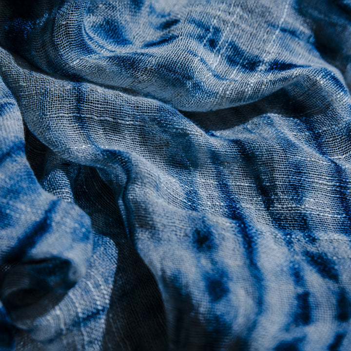 Silk Rayon Natural Indigo Shibori-Dyed Shawl