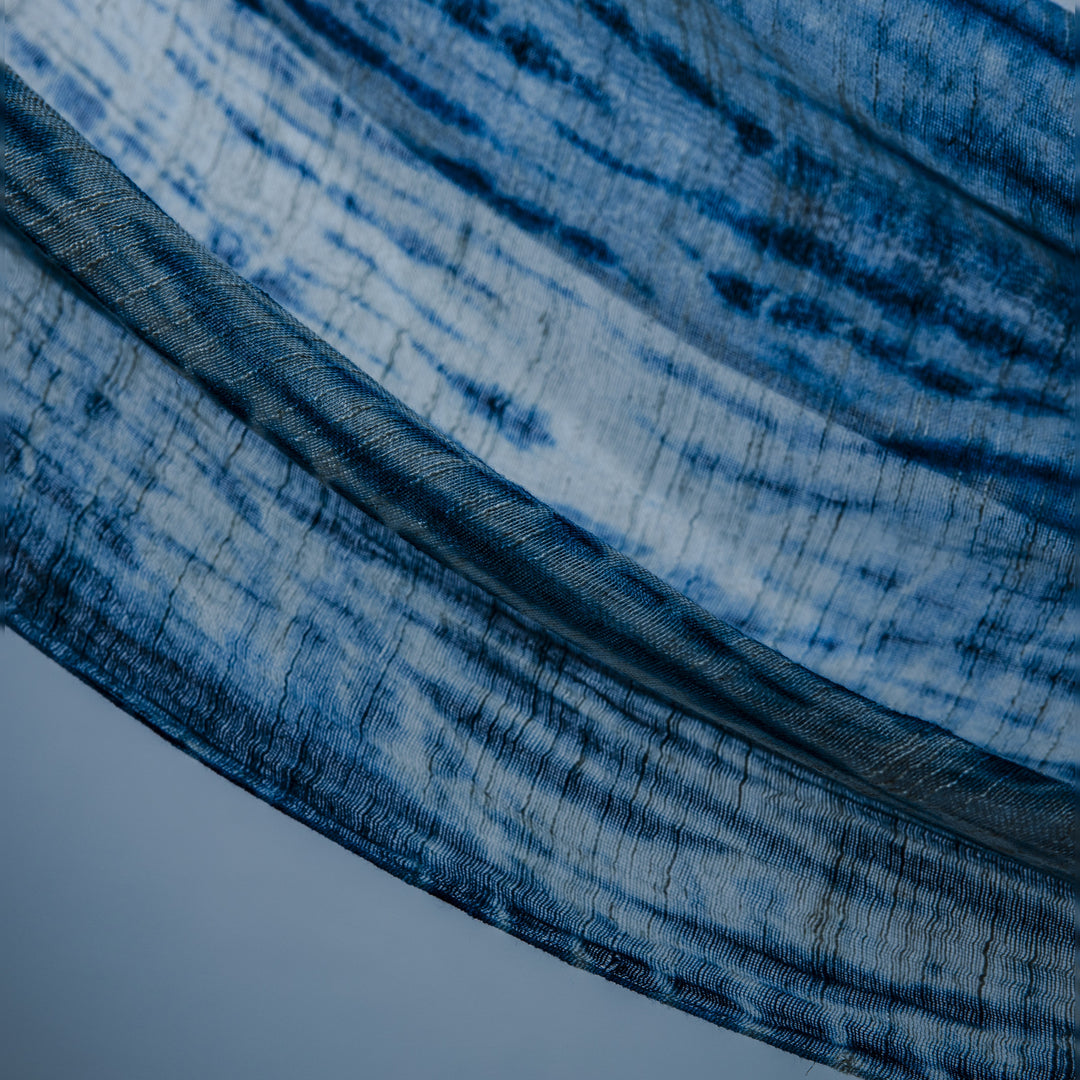 Silk Rayon Natural Indigo Shibori-Dyed Shawl